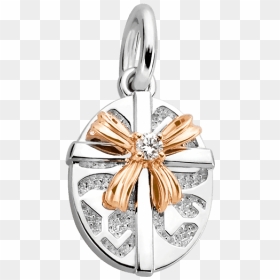 Silver & 14k Gold Oval Gift Box Diamond Charm - Locket, HD Png Download - gold horseshoe png