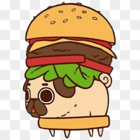 Kawaii Pug Png Clipart - Puglie Pug Burger, Transparent Png - kawaii food png