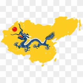 Qing Empire At Its Height Flag Map - Chinese Empire Flag, HD Png Download - chinese flag png