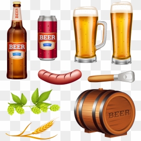 And Sausage Photography Material Illustration Beer, HD Png Download - beer vector png