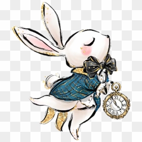 #watercolor #bunny #rabbit #whiterabbit #alice #wonderland, HD Png Download - alice in wonderland rabbit png