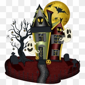 Large House Hayride Halloween Picture Free Frame Clipart - House Halloween Clipart, HD Png Download - halloween frame png