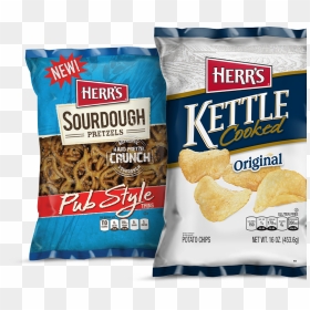 Bag Of Herr"s Sourdough Pretzels And Herr"s Kettle - Herr Chips, HD Png Download - bag of chips png