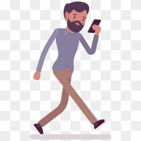 Walking Cartoon Png, Transparent Png - cartoon phone png