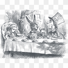 Lewis Carroll Society Of North America - Cartoon Tea Party Mad Hatter, HD Png Download - alice in wonderland rabbit png