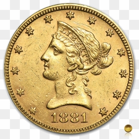 $10 Liberty Gold Coin 1838-1907 - Specchio Rotondo Mosaico 90 Cm, HD Png Download - gold coins falling png