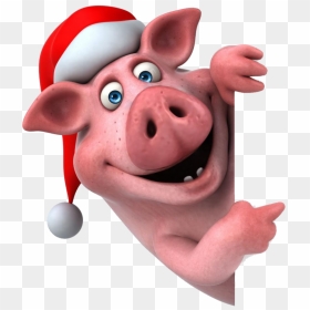#pig #santa-hat #peekaboo - Cartoon Funny Pig, HD Png Download - pink santa hat png