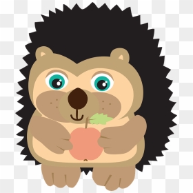 Cartoon Hedgehog Holding An Apple Clipart - Transparent Background Cute Hedgehog Clip Art, HD Png Download - apple cartoon png