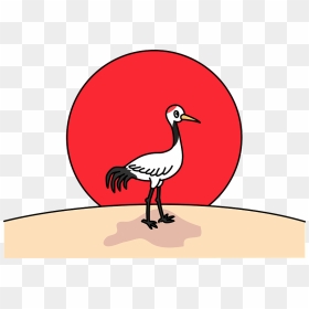 Sunrise And Red-crowned Crane Clipart - Water Bird, HD Png Download - sunrise clipart png