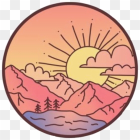 Cute Sunset Sun Sunrise Mountains Lake Vsco Pinkaesthet - Cute Redbubble Stickers, HD Png Download - sunrise clipart png