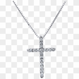 14k White Gold Diamond Cross Necklace - Cross Necklace Transparent Background, HD Png Download - cross necklace png