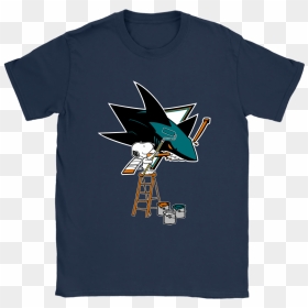 Snoopy Paints The San Jose Sharks Logo Nhl Ice Hockey - Mickey Mouse Cool T Shirt, HD Png Download - bape shark logo png