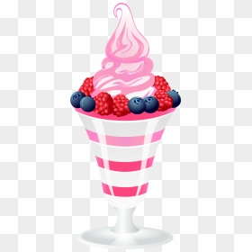 Ice Cream Sundae With Raspberries And Blackberries - Cup Cake And Ice Cream Clipart, HD Png Download - sundae png