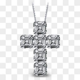 Emerald Cut Diamond Cross, HD Png Download - cross necklace png