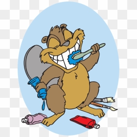 Brushing Teeth Cartoon Funny, HD Png Download - animales png