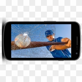 Baseball Player Hitting A Ball, HD Png Download - broken phone png