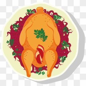 Roasted Turkey In Pan Clipart Vector Black And White - Tandoori Chicken Drawing, HD Png Download - cooked chicken png