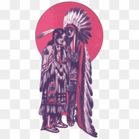 Native American Couple Clipart - Native American Art Public Domain, HD Png Download - indian headdress png
