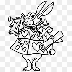 Rabbit Herald - White Rabbit Alice In Wonderland Drawing, HD Png Download - old scroll png