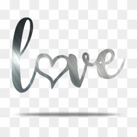 Love Heart Text Metal Wall Sign - Love Text In Black And White, HD Png Download - metal sign png