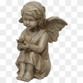 Cherub Statuette Clip Arts - Cherub Angel Holding Bird, HD Png Download - angel statue png