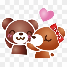 Bear Couple Animal Kiss Clipart, HD Png Download - kiss clipart png
