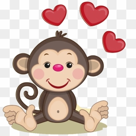 Monkey Heart Illustration - Monkey Playing Guitar Clipart, HD Png Download - cute monkey png