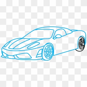 Supercar Drawing - Easy Ferrari Car Drawing, HD Png Download - car drawing png