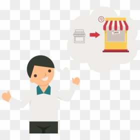 Cartoon Business Man Thinking Of Make A Big Store - Portable Network Graphics, HD Png Download - man thinking png