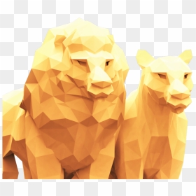 Lions Lowpoly Sculpture Vector Monochrome Faceted Lioness - Origami, HD Png Download - lion vector png