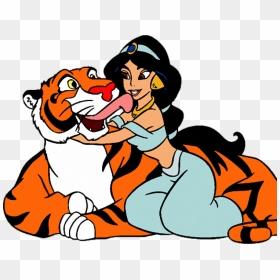 Tiger Princess Jasmine Rajah Genie Clip Art - Disney Jasmine And Tiger, HD Png Download - princess jasmine png