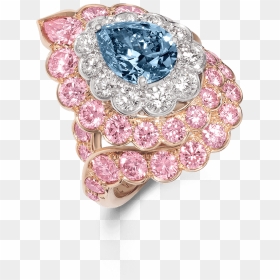 Blue Diamond And Pink Diamond Ring - Engagement Ring, HD Png Download - blue diamond png