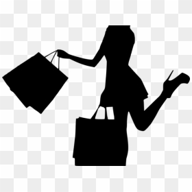 Women Bag Clipart Walking Away - Lady Shopping Bag Silhouette, HD Png Download - woman walking away png
