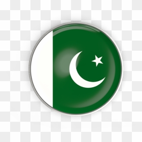 Round Button With Metal Frame - Pakistan Flag Circle Png, Transparent Png - pakistan flag png