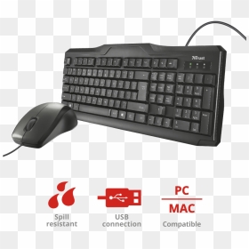 Classicline Wired Keyboard With Mouse - 21392 Trust Keyboard And Mouse Classicline Wired, HD Png Download - keyboard and mouse png