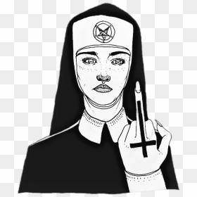 Fuckyou Middlefinger Nun Satan Clipart , Png Download - Drawing Satanic Art, Transparent Png - satanic png
