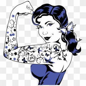 Woman With Decorative Tattoos - Pin Up Tattoo Png, Transparent Png - arm tattoo png