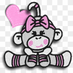 Sockmonkey Monkey Girl Cute Pink Heart Gym Scrapbooking - Cartoon, HD Png Download - cute monkey png