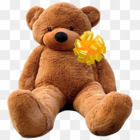 Brown Bear With Yellow Bow - Big Teddy Bear Png, Transparent Png - brown bear png