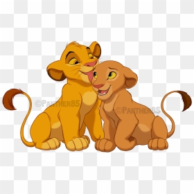 Kitties In Love By - Simba And Nala Drawing, HD Png Download - nala png