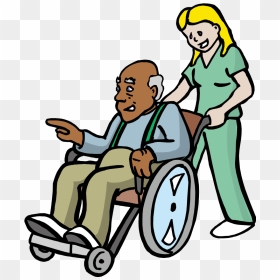 Old Age Cartoon Infant - Transparent Cartoon Pushing Wheelchair, HD Png Download - wheel chair png