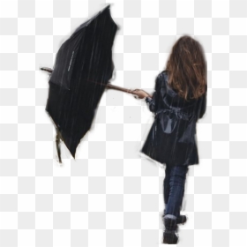 #women #umbrella #walkingaway #rain - Girl, HD Png Download - woman walking away png