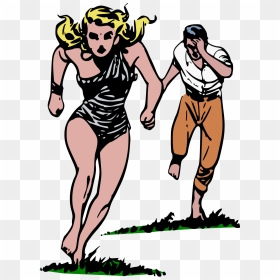 Guy Chasing Girl Cartoon, HD Png Download - girl running png