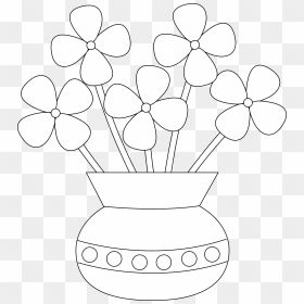 Flower Vase Clipart Black And White Picture Black And - Easy Flower Vase Drawing For Kids, HD Png Download - flowers in vase png