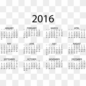 2016 Calendar Template Download - Calendar For 2016, HD Png Download - 2016 calendar png