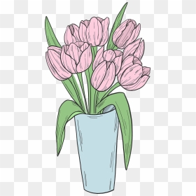 Vase With Tulips Clipart - Tulipa Humilis, HD Png Download - flowers in vase png