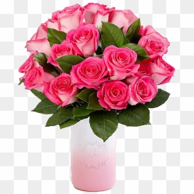 2dozen Pink Roses Vase - Roses Flower Bouquet, HD Png Download - flowers in vase png