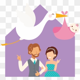 A Baby Being Given To A Happy Couple - Cartoon, HD Png Download - happy couple png