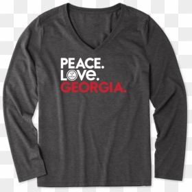 Women"s Georgia Bulldogs Peace Love Team Long Sleeve - Long-sleeved T-shirt, HD Png Download - georgia bulldogs png