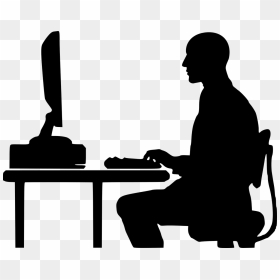 Silhouette Working On Computer, HD Png Download - typing png